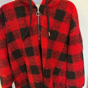 patterned quarter zip hoodie